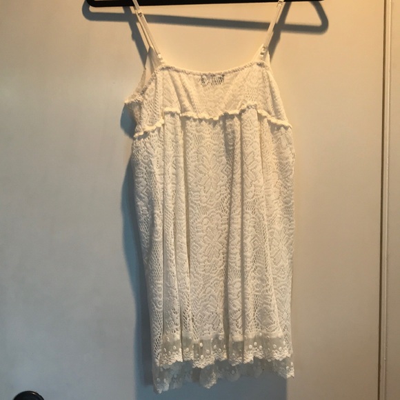 White Eyelet Lace Slip Dress with Lace Detail. - Picture 4 of 4